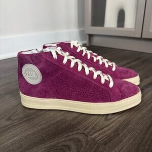 P448 Rocky Mid Suede Leather Wine Purple Sneakers 41 NEW Logo Lace Up Shoes
